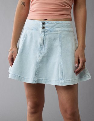 AE Minifalda Stretch Acampanada Cintura Alta de Denim