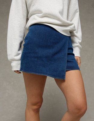 AE Next Level High-Waisted Denim Mini Wrap Skort