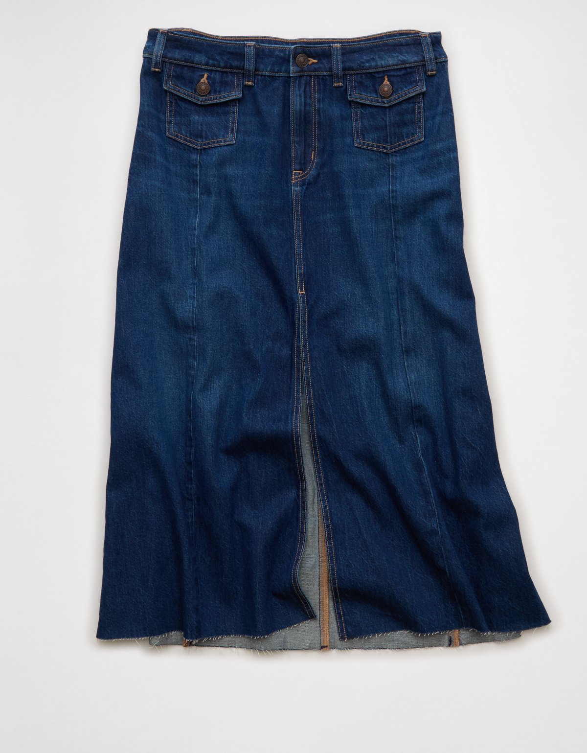 AE Low-Rise A-Line Denim Midi Skirt - image 3