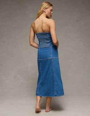 AE Dreamy Drape Low-Rise Midi Skirt