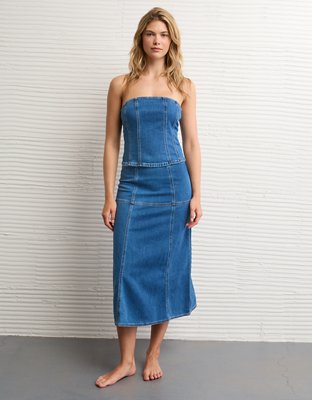 AE Dreamy Drape Low-Rise Midi Skirt