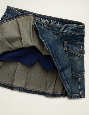 Женская юбка American Eagle AE Super Low-Rise Pleated Micro Mini, цвет: Тёмный Винтажный — фото 6