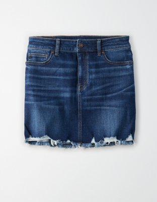 low rise denim mini skirt