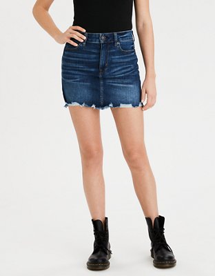 ripped jean skirt