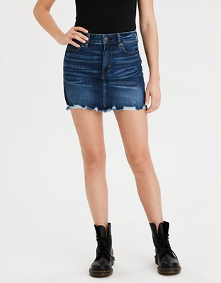 american eagle black denim skirt