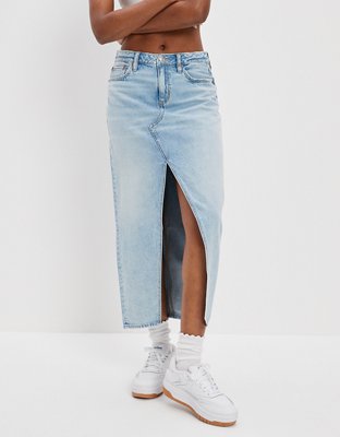 Womens high waisted denim hot sale skirt