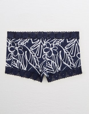 Aerie Lace Trim Cotton Boyshort Underwear