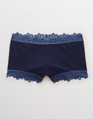 Aerie Ribbed Lace Trim Boyshort Underwear