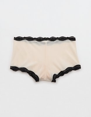 Show Off Mesh Lace Trim Boyshort Underwear