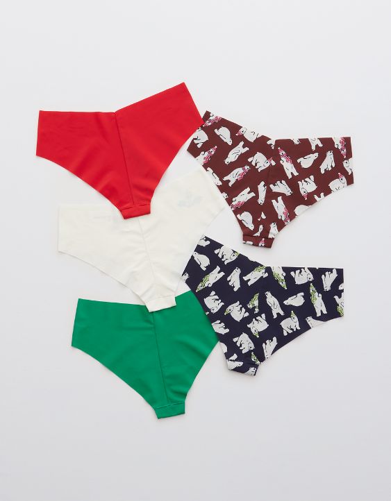Aerie No Show Holiday Cheeky Underwear 5-Pack