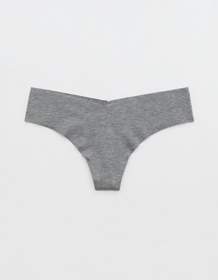 Aerie Ribbed Seamless Heather Thong Underwear