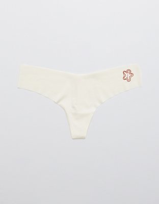Shop Aerie Embroidery No Show Thong Underwear online
