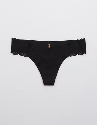 Aerie Ropa interior thong invisible con encaje Holiday Best