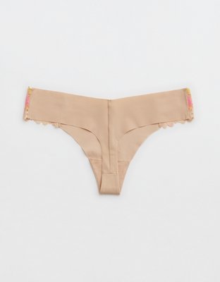 Aerie No Show Sunkissed Lace Thong Underwear