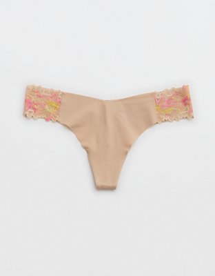 Aerie No Show Sunkissed Lace Thong Underwear