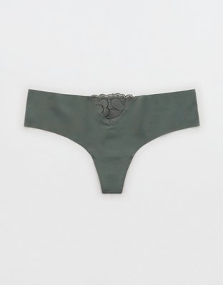 Aerie No Show Candy Lace Thong Underwear