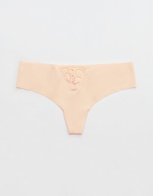 Aerie No Show Candy Lace Thong Underwear 