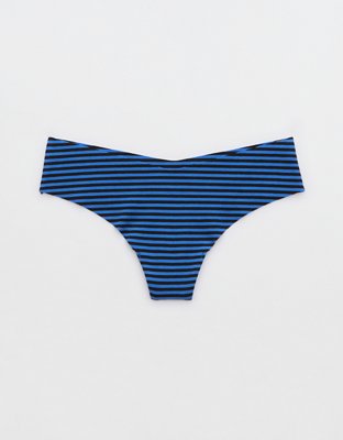 Cotton Thong Panty - Blue stripes
