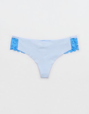 Lace-Trim No-Show Thong Panty
