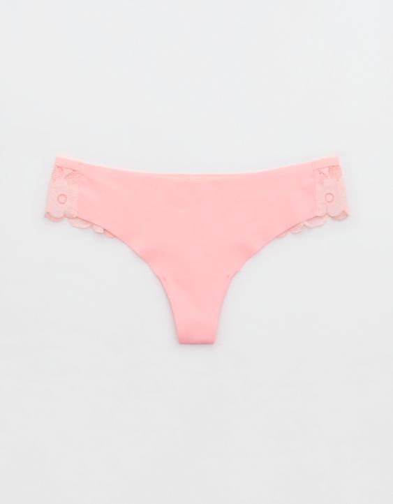 SMOOTHEZ No Show Lace Thong Underwear