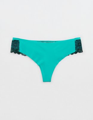 Native Intimates Teal Lace Thong Underwear - Size M (6) - New