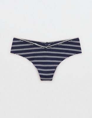 Superchill No Show Cotton Picot Thong Underwear