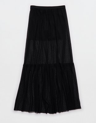 OFFLINE By Aerie Tiered Dot Mesh Maxi Skirt