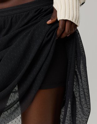 OFFLINE By Aerie Tiered Dot Mesh Maxi Skirt