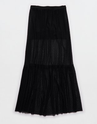 OFFLINE By Aerie Tiered Dot Mesh Maxi Skirt