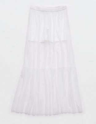 OFFLINE By Aerie Tiered Dot Mesh Maxi Skirt