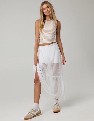 OFFLINE By Aerie Tiered Dot Mesh Maxi Skirt