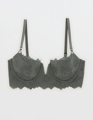 Aerie Real Power Wireless Push Up Far Out Lace Bra