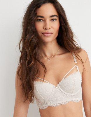 AE Aerie Real Power Balconette Bra White Nude Lightly Lined NWT 34B $59.95