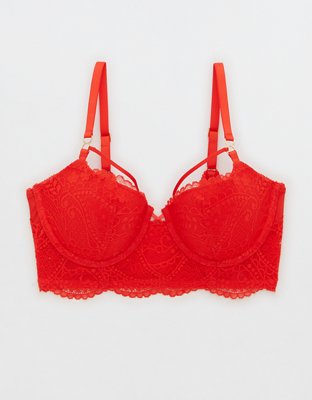 Aerie Real Power Wireless Push Up Far Out Lace Bra