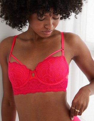 Victoria’s Secret Sexy Little Things Racerback Push Up Hot Pink bra 34B Lace