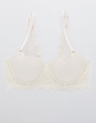 Aerie Real Power Balconette Lightly Lined Eyelash Lace Bra