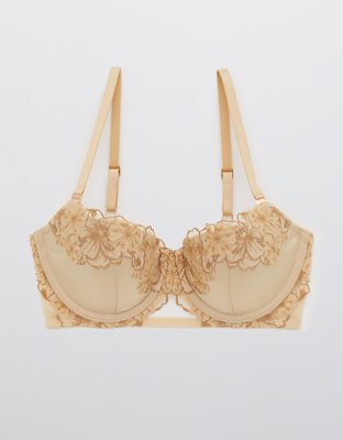 Aerie satin gold Balconette lace trim feminine dainty bra size 36C NWOT -  $11 - From Daniela