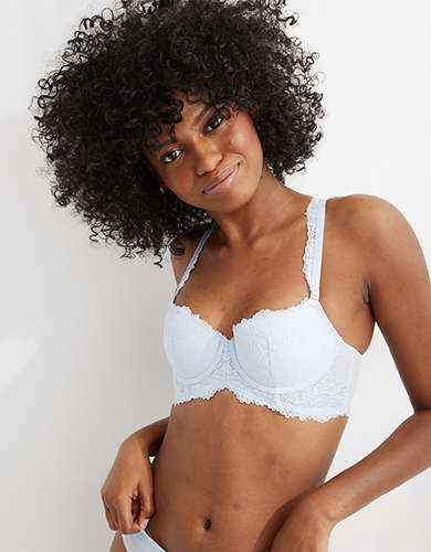 Aerie Real Power Balconette Lightly Lined Sunflower Lace Bra