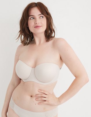 NWT AERIE Strapless Bra 36DDD Beige Lightly LIned Wired Removable