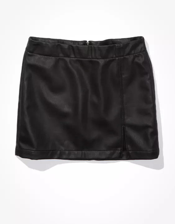 AE High-Waisted Vegan Leather Mini Skirt