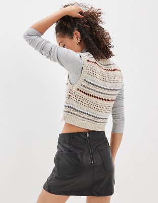 AE High-Waisted Vegan Leather Mini Skirt