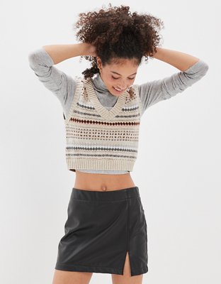 AE High-Waisted Vegan Leather Mini Skirt