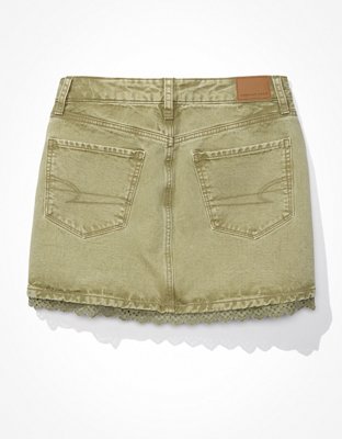 Женские юбки American Eagle AE Super High-Waisted Lace Denim Mini Skirt — фото 4