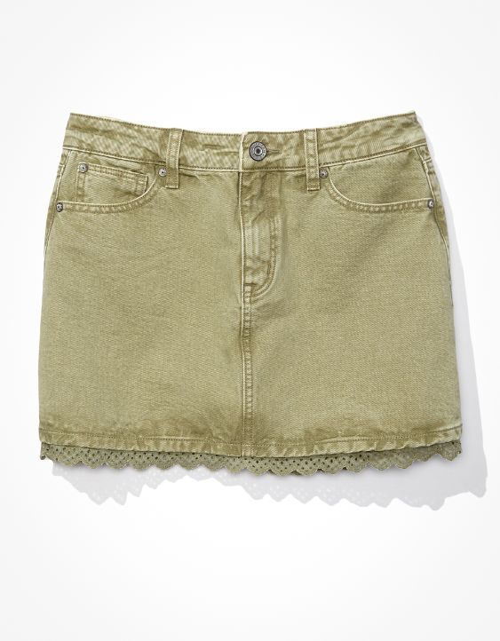 AE Super High-Waisted Lace Denim Mini Skirt