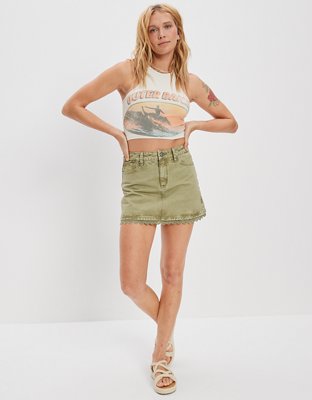 AE Super High-Waisted Lace Denim Mini Skirt