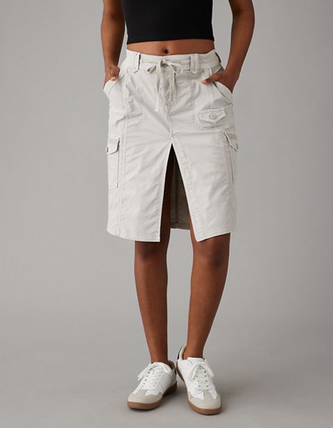 Женские юбки American Eagle AE Snappy Stretch Low-Rise Cargo Midi Skirt
