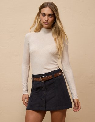 AE High-Waisted A-Line Corduroy Mini Skirt