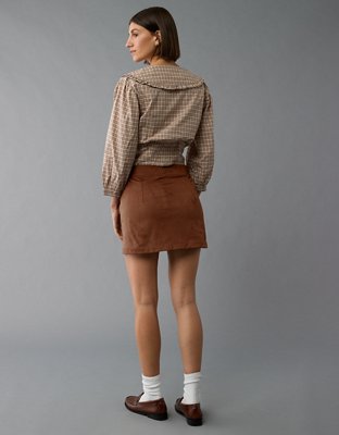 AE High-Waisted Suede Mini Skort