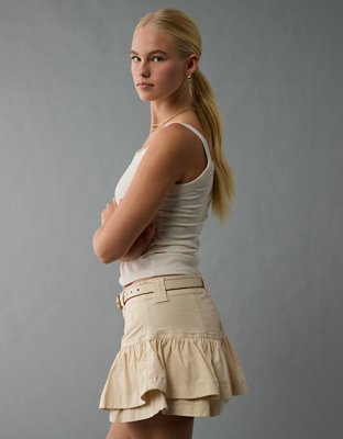 AE Skort Stretch con Volantes Pequeños y Tiras