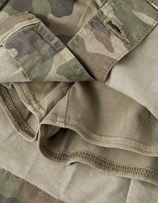 AE Stretch Low-Rise Pleated Camo Mini Skort
